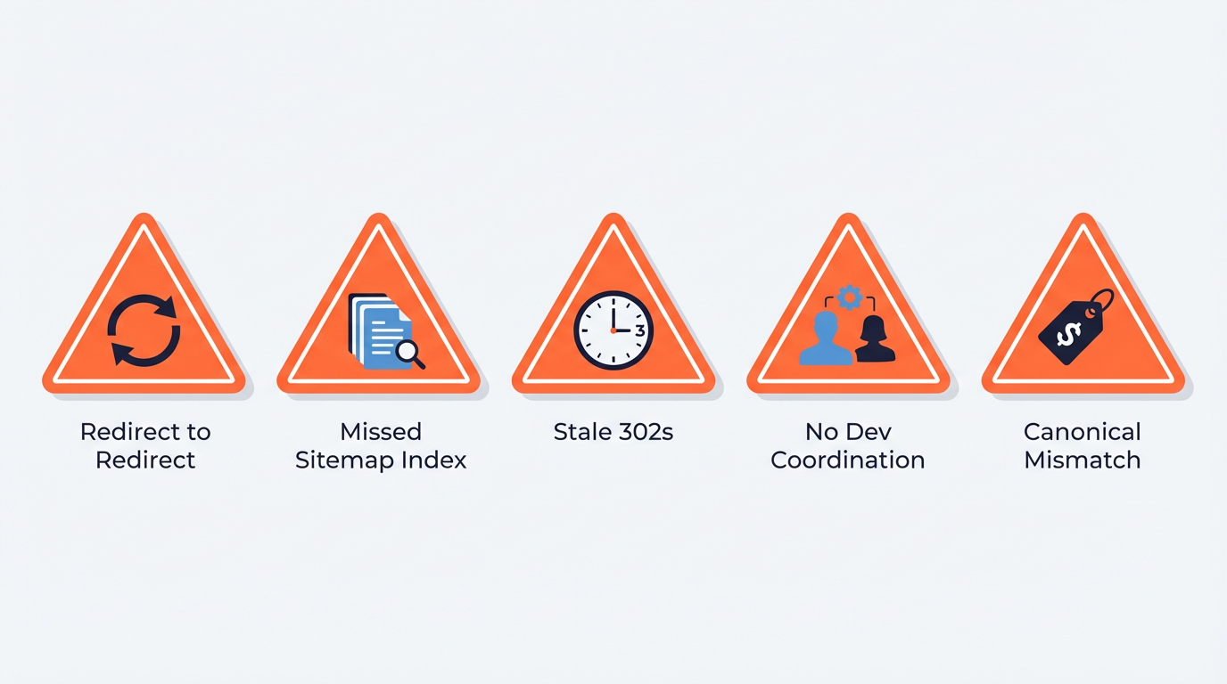 Five common mistakes when fixing redirects in sitemap files