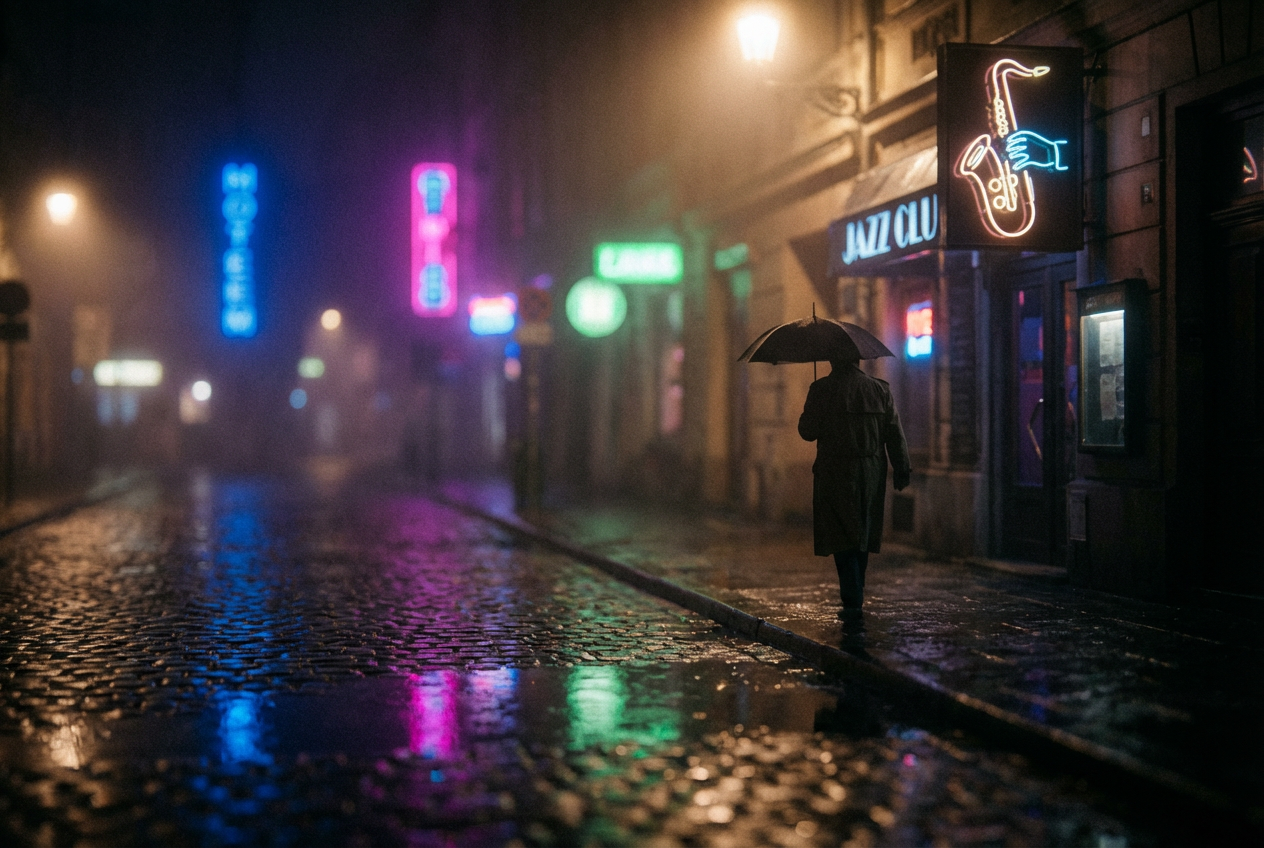 Neon Noir jazz music video template