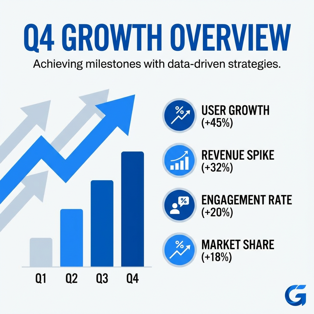 Professional Instagram business post with clean infographic design showing growth statistics and data visualization