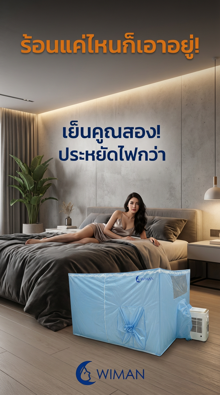 เซ็ตแอร์เคลื่อนที่ 9000 BTU พร้อมมุ้งแอร์ WIMAN Air