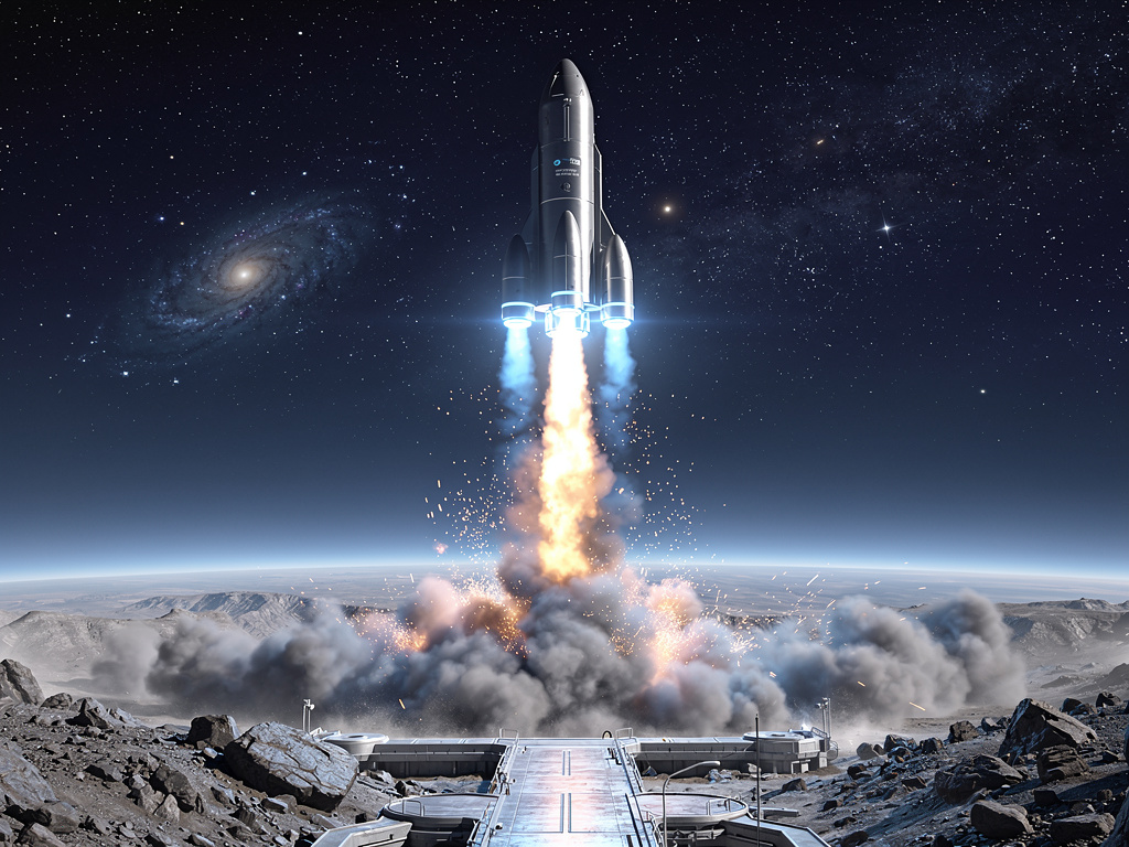 تخيل لو: تخيل مركبة فضائية تقلع نحو الفضاء خارج المجرة بسرعة الضوء.