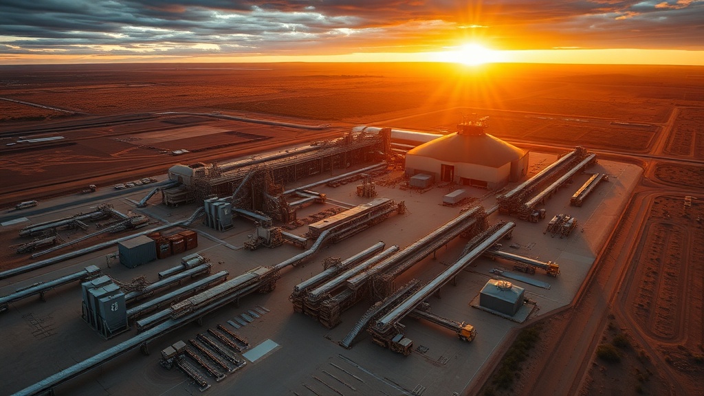 Aerial view of Ashford Industries mining facility at golden hour