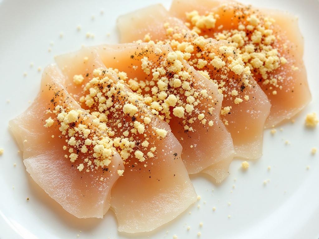 Yuzu Kosho Cured Hiramasa with Freeze-Dried Yuzu Snow