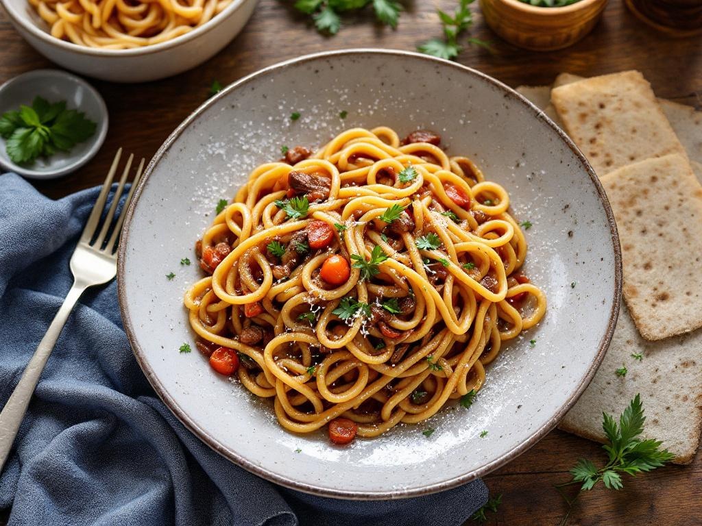 Bigoli in Salsa (Venetian — Whole Wheat Pasta, Anchovy, Onion)