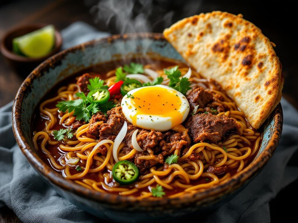 Birria Ramen (Fusion Viral — Consommé Broth with Ramen Noodle)