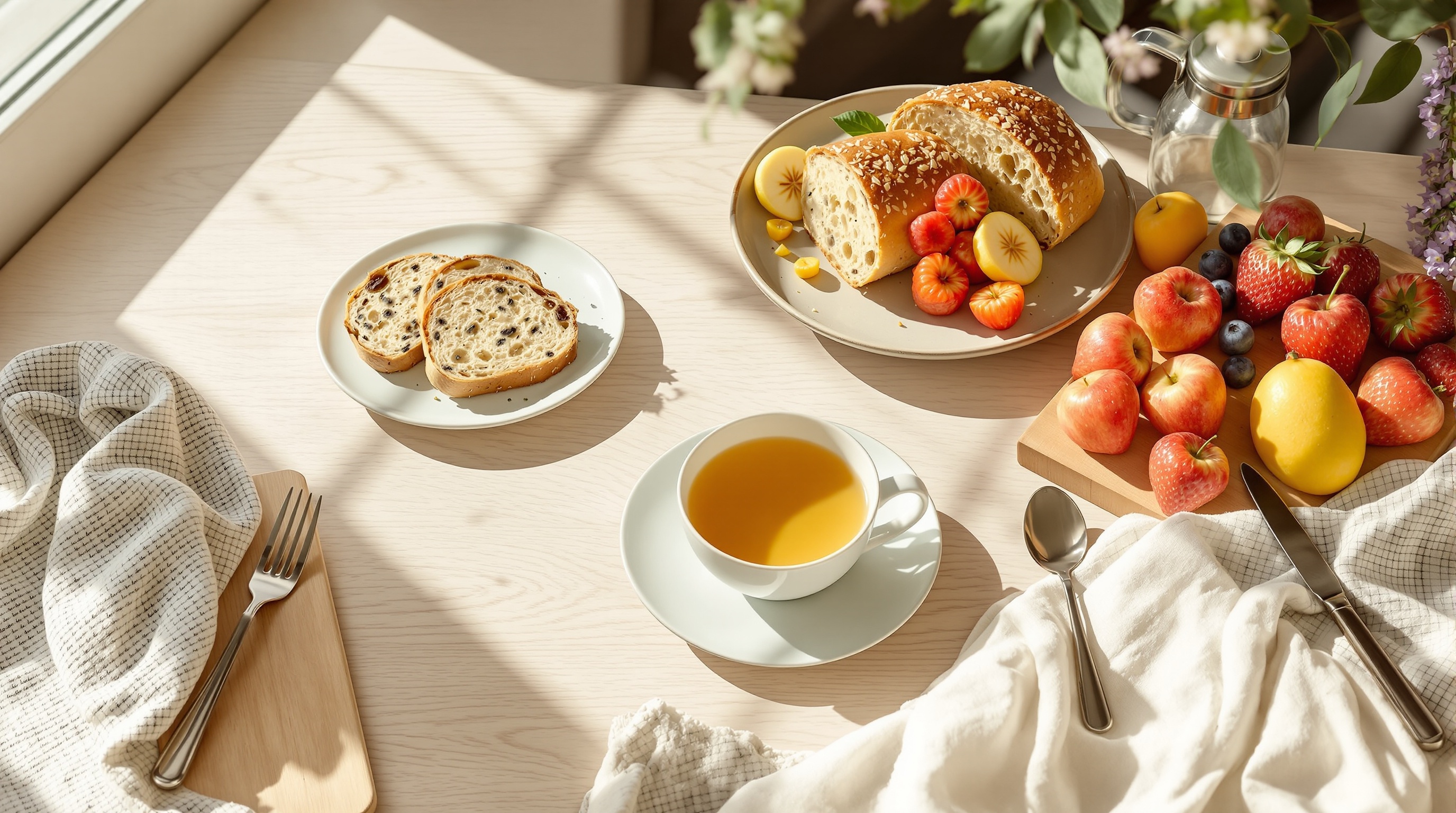 아침 햇살이 비추는 건강한 식탁 풍경, 메가파마의 건강한 주권을 상징