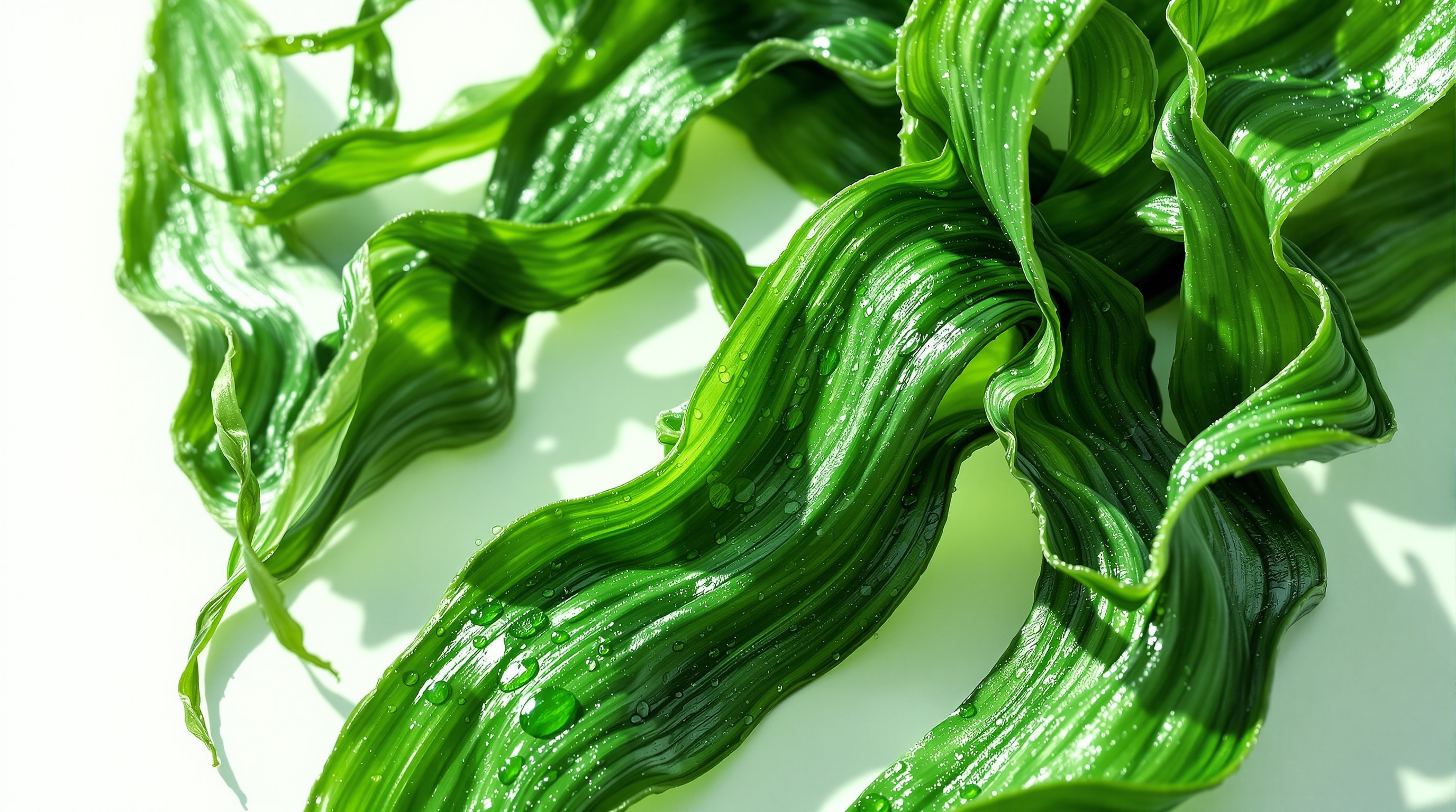 말린 다시마의 자연스러운 질감과 색감을 강조한 접사 이미지