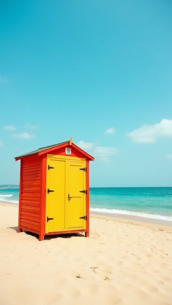 une-cabine-pour-se-changer-pose-sur-le-sable-dune-9upy5zqpdh