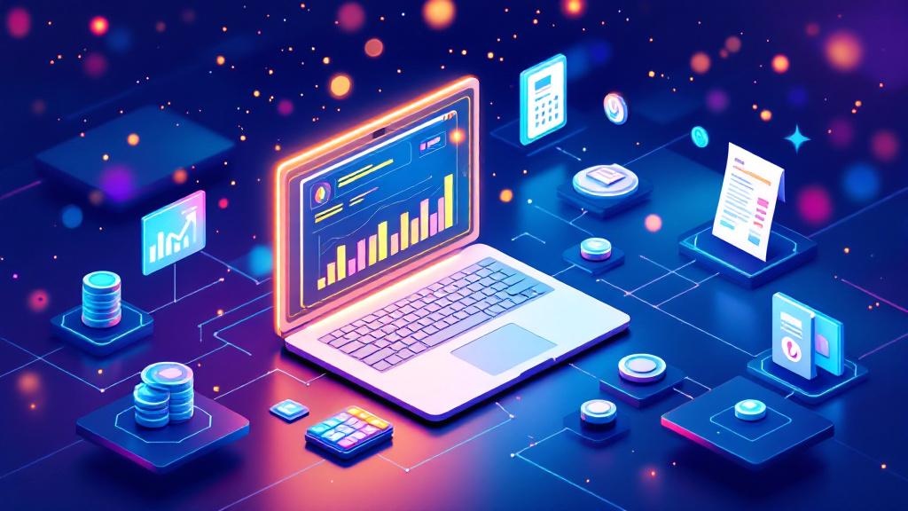 Small business owner using AI-powered accounting software on laptop for easy financial management