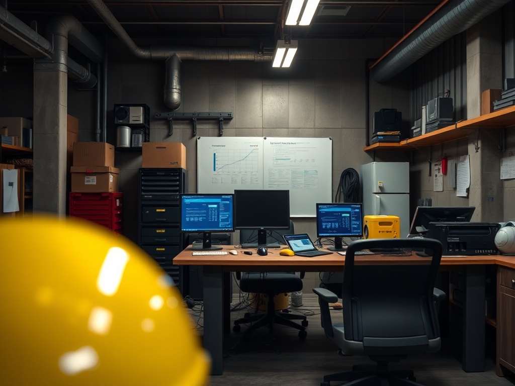 Illustration of small business owner using AI tools to enhance productivity and decision-making