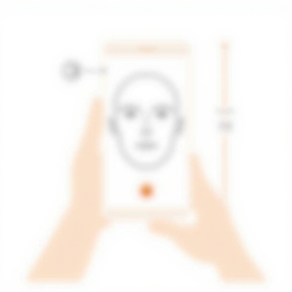 Hold phone 12 inches from face