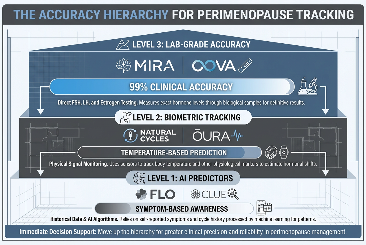 Understanding the three levels of hormone tracking accuracy helps partners transition from general AI guesses to clinical-grade hormone data for better support.