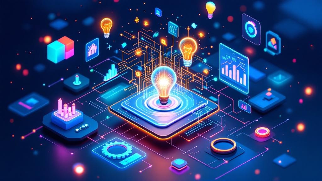 Illustration of AI tools and software interfaces used for automation and data analysis in AI technology