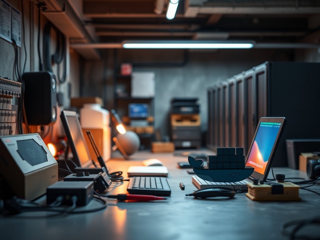 Illustration of Docker images used in self-hosted home server setup and management