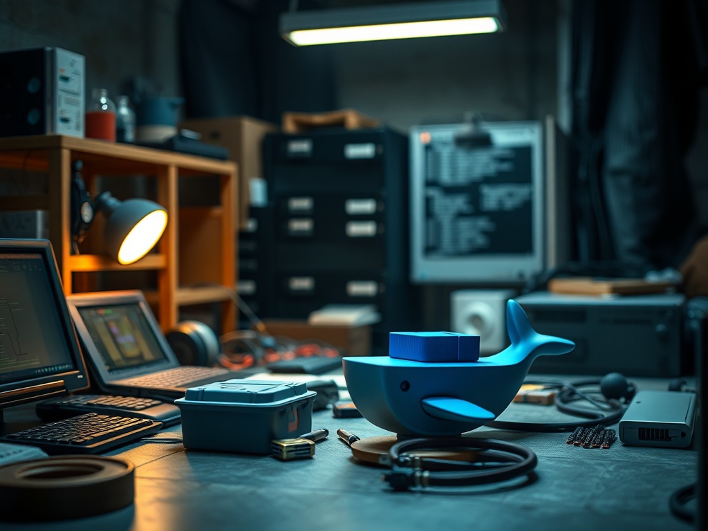 Illustration of selecting optimal Docker images for self-hosted applications and server setup.