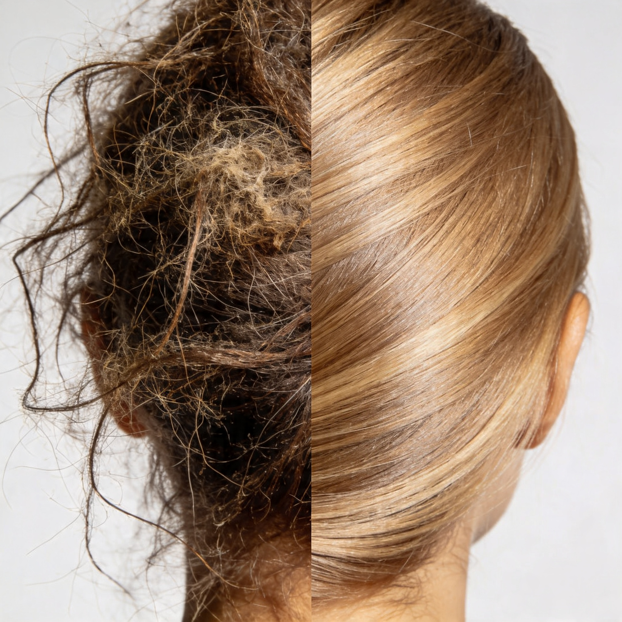 comparaison cheveux secs et cheveux hydratés sans sulfate