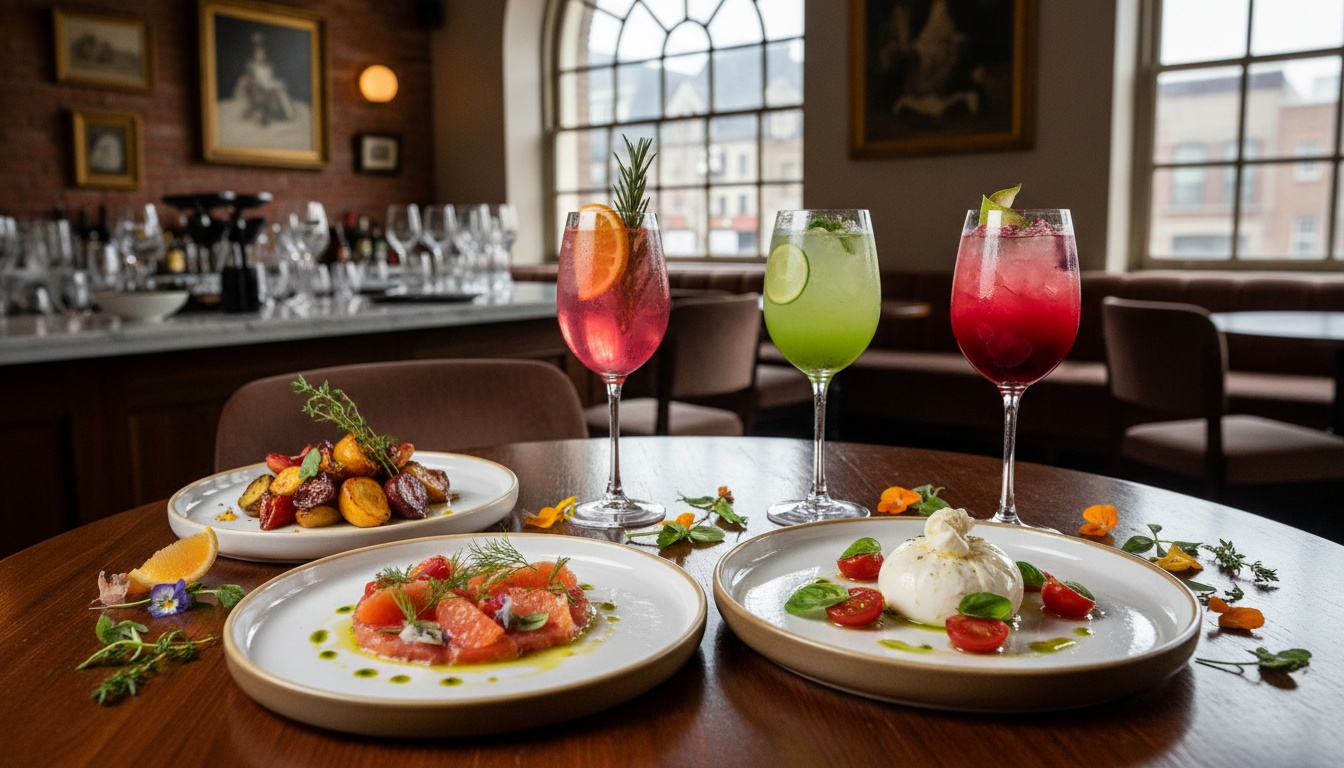 Cocktails saisonniers et vins nature dans un restaurant montréalais
