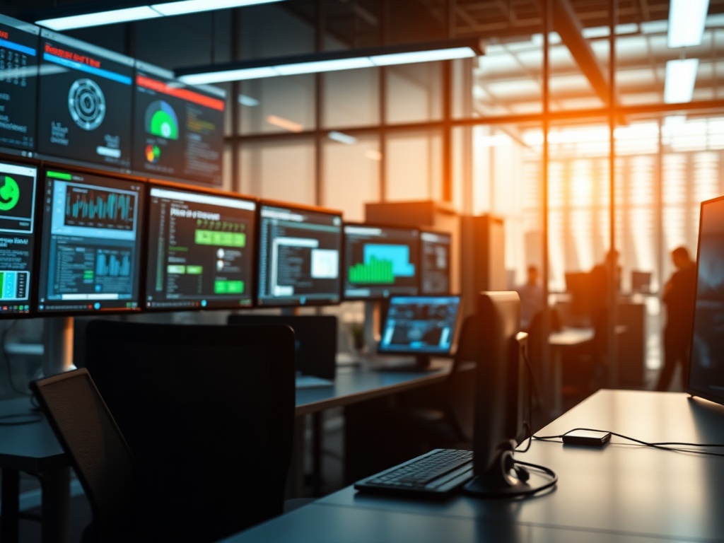 Illustration of AI-powered customer service workflow with chatbots and automation tools in action