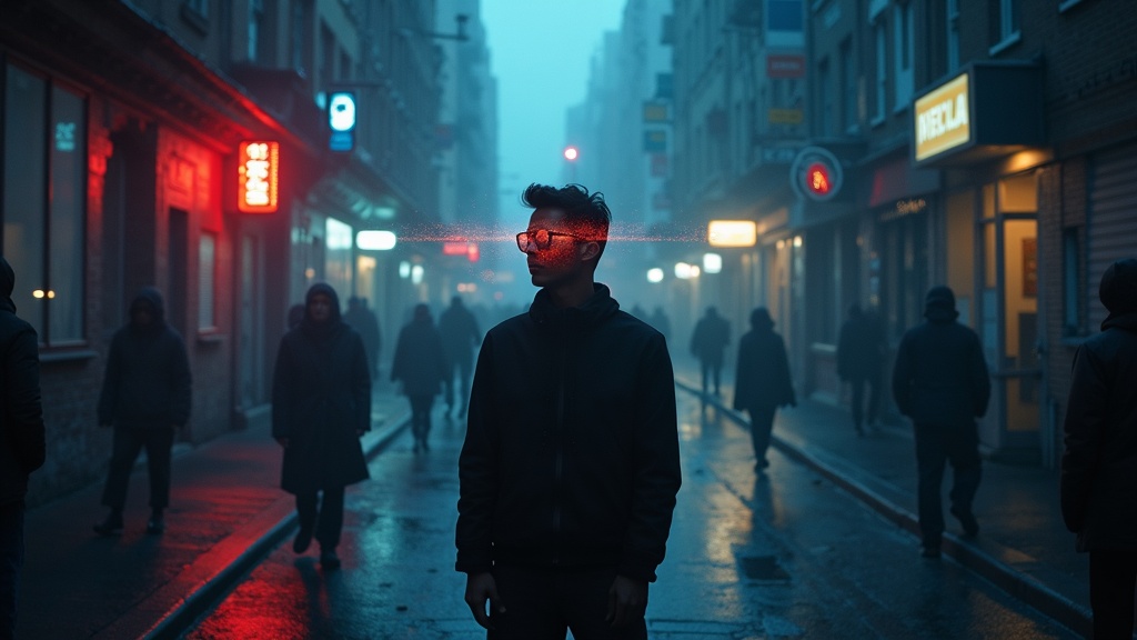 Usuario interactuando con la realidad aumentada de sus Meta Ray-Ban en un entorno urbano