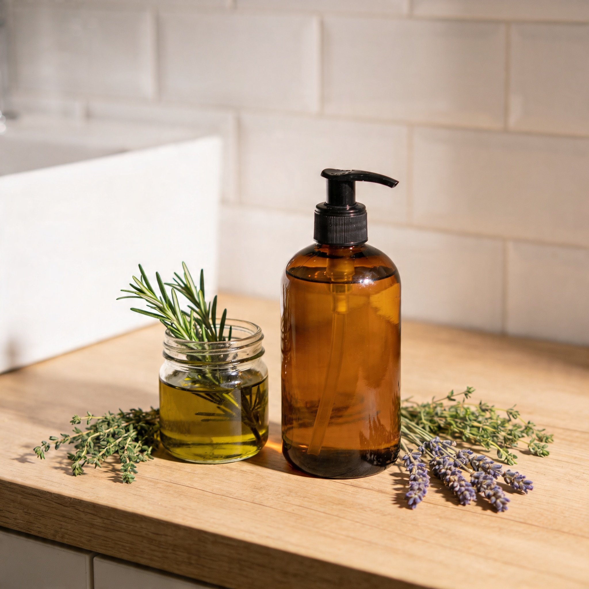 savon naturel liquide en flacon pompe avec ingrédients végétaux