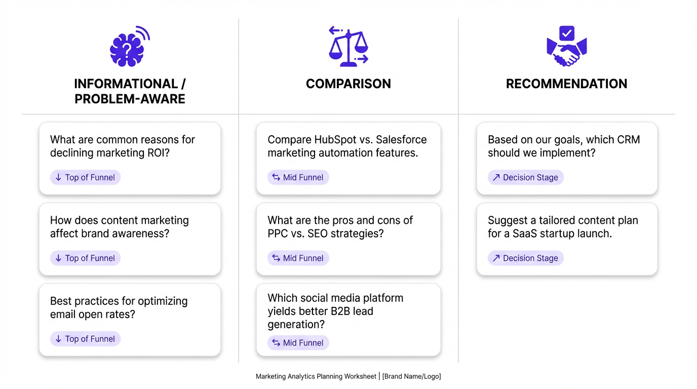 LLM visibility query set planning framework for competitor benchmarking