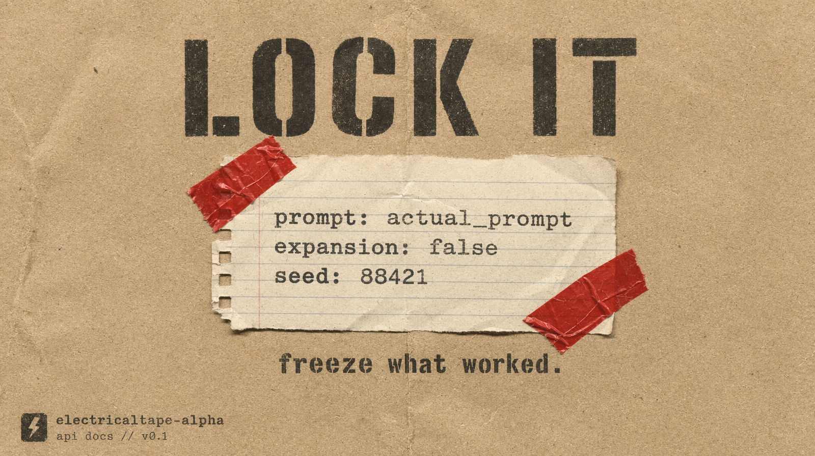 Locked run config pinned with red tape