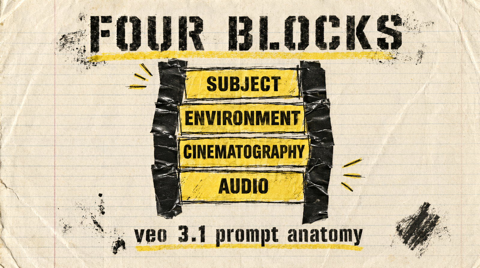 Four block prompt anatomy stacked and taped