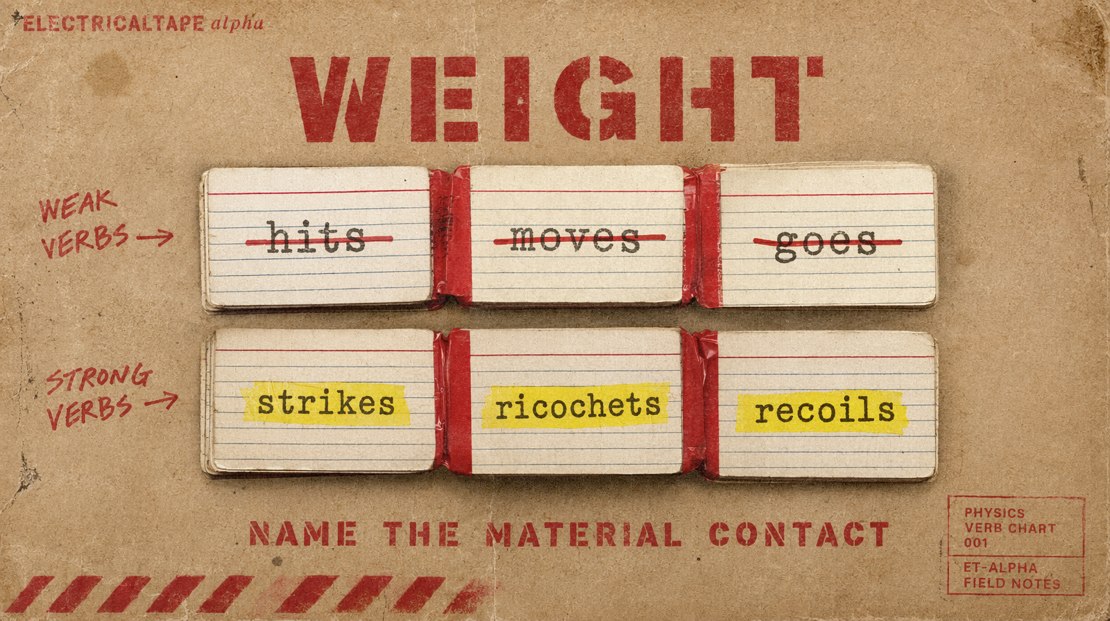 Weak versus strong physics verb chart