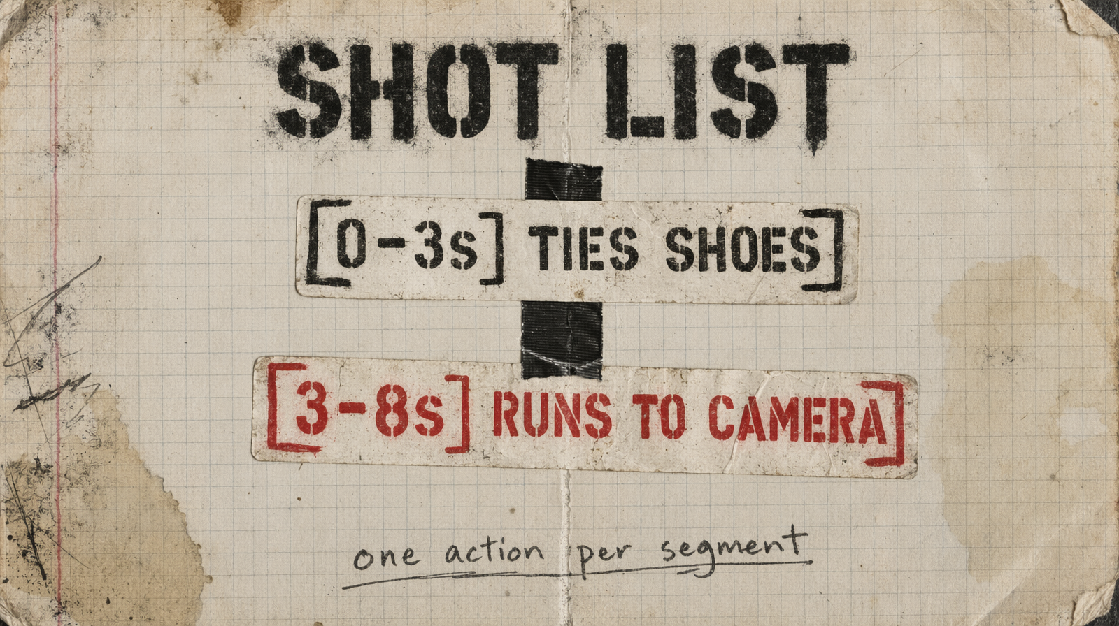 Bracketed shot list of two timed segments