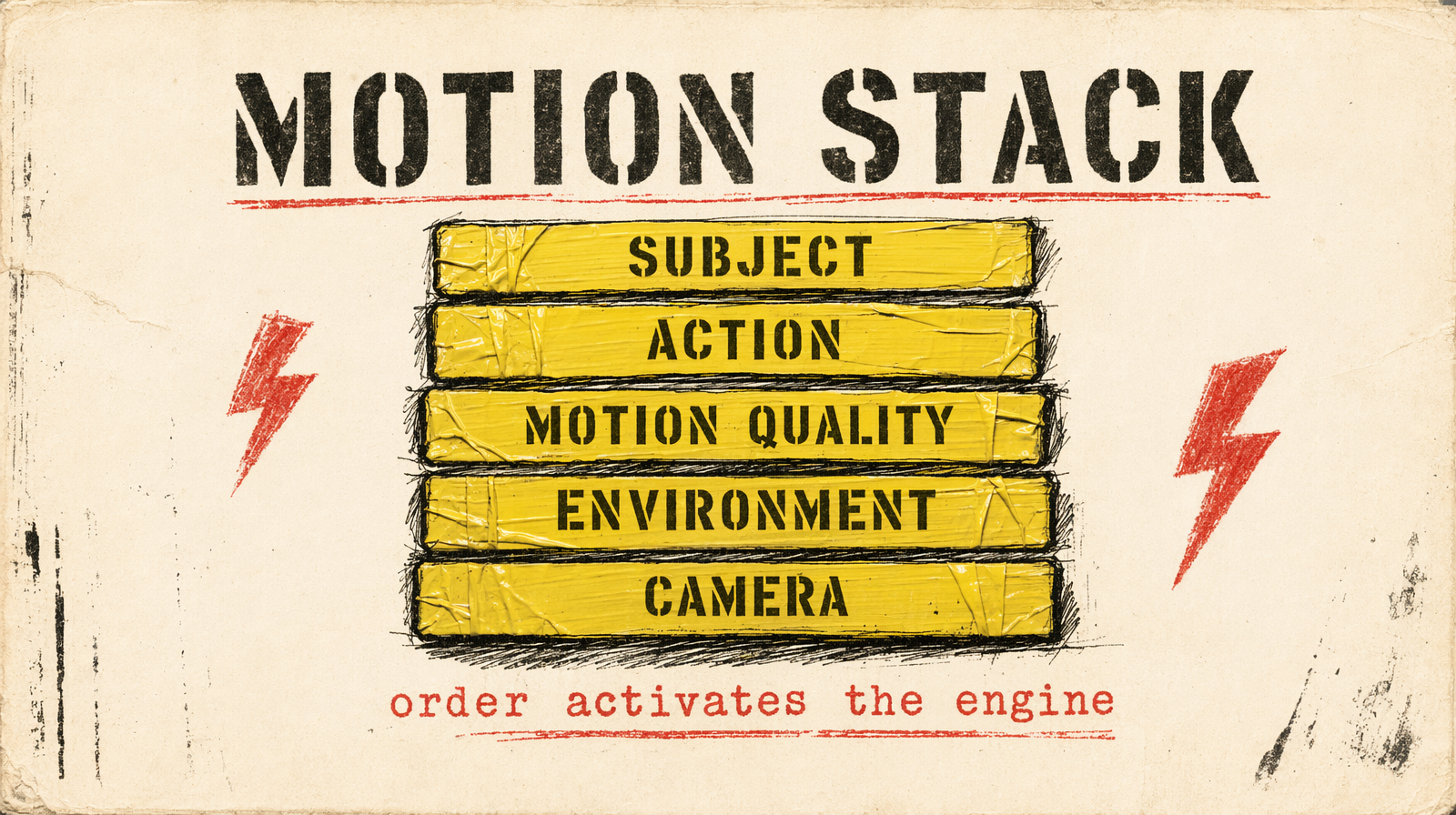 Five layer motion prompt stack diagram