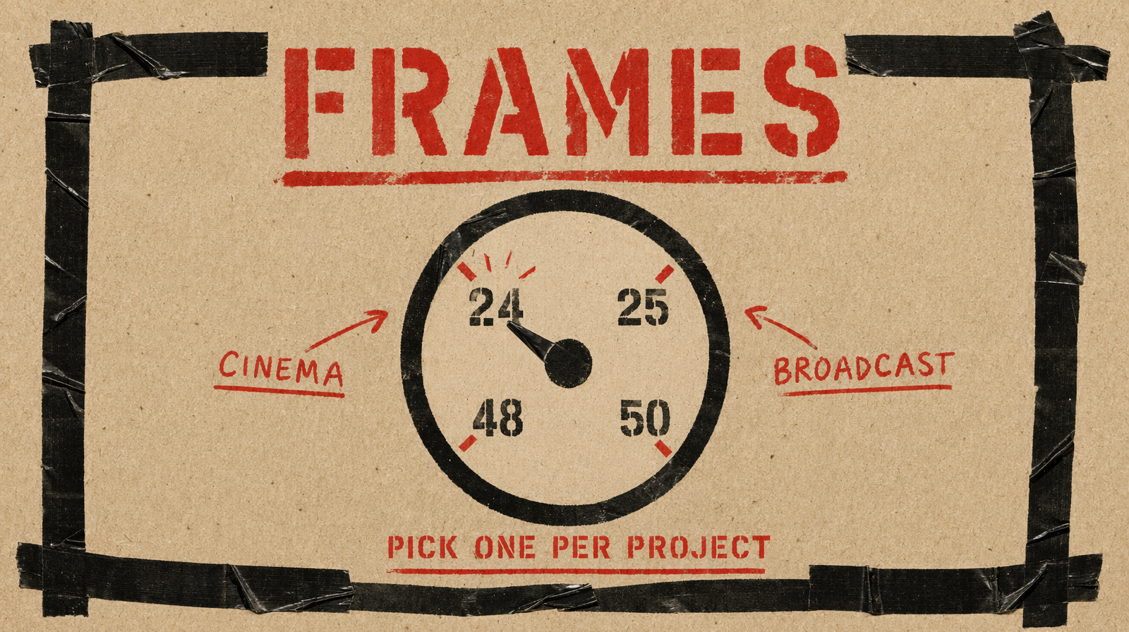 FPS dial pointing at 24 with broadcast labels