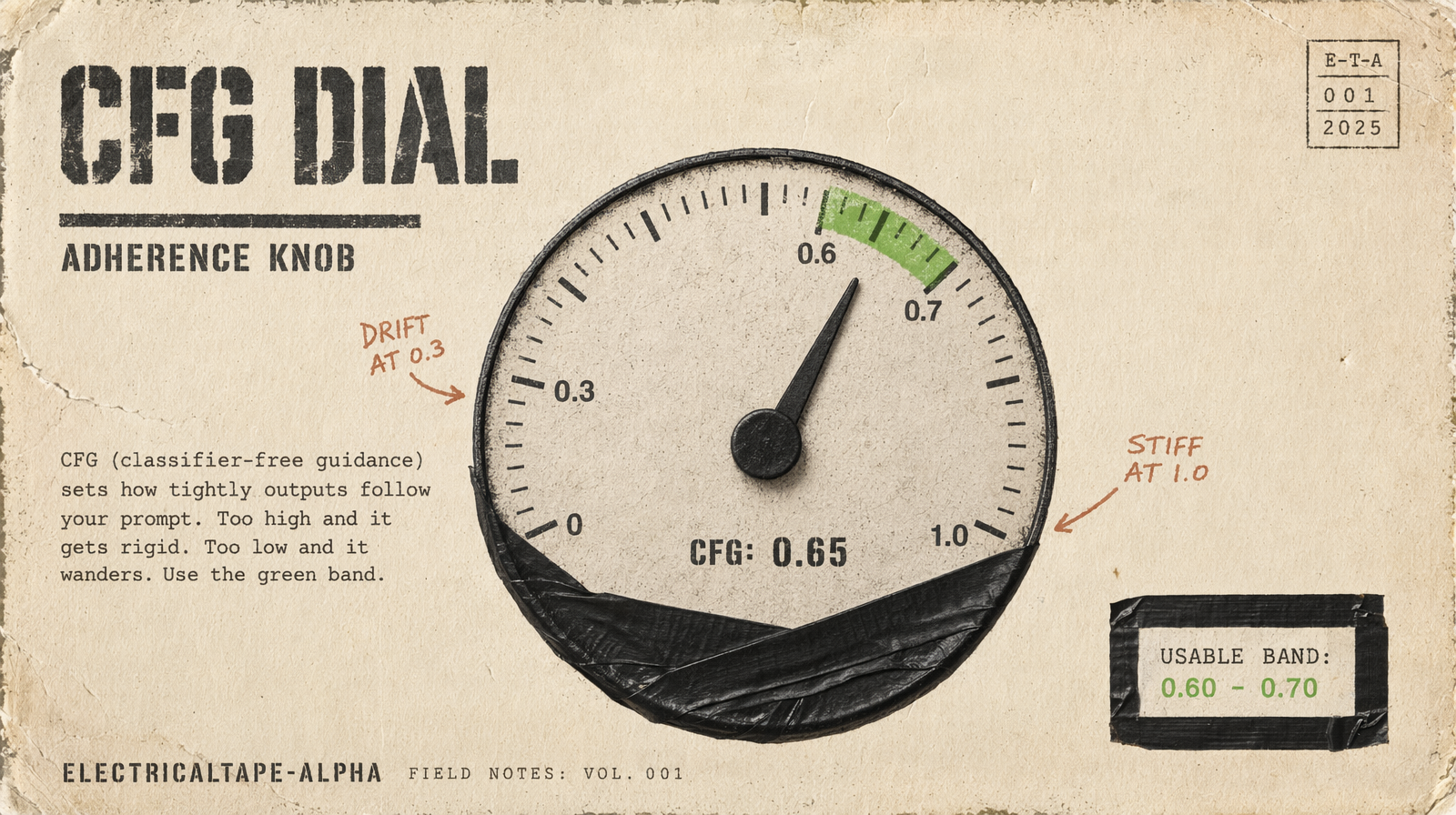 cfg scale dial with usable band highlighted