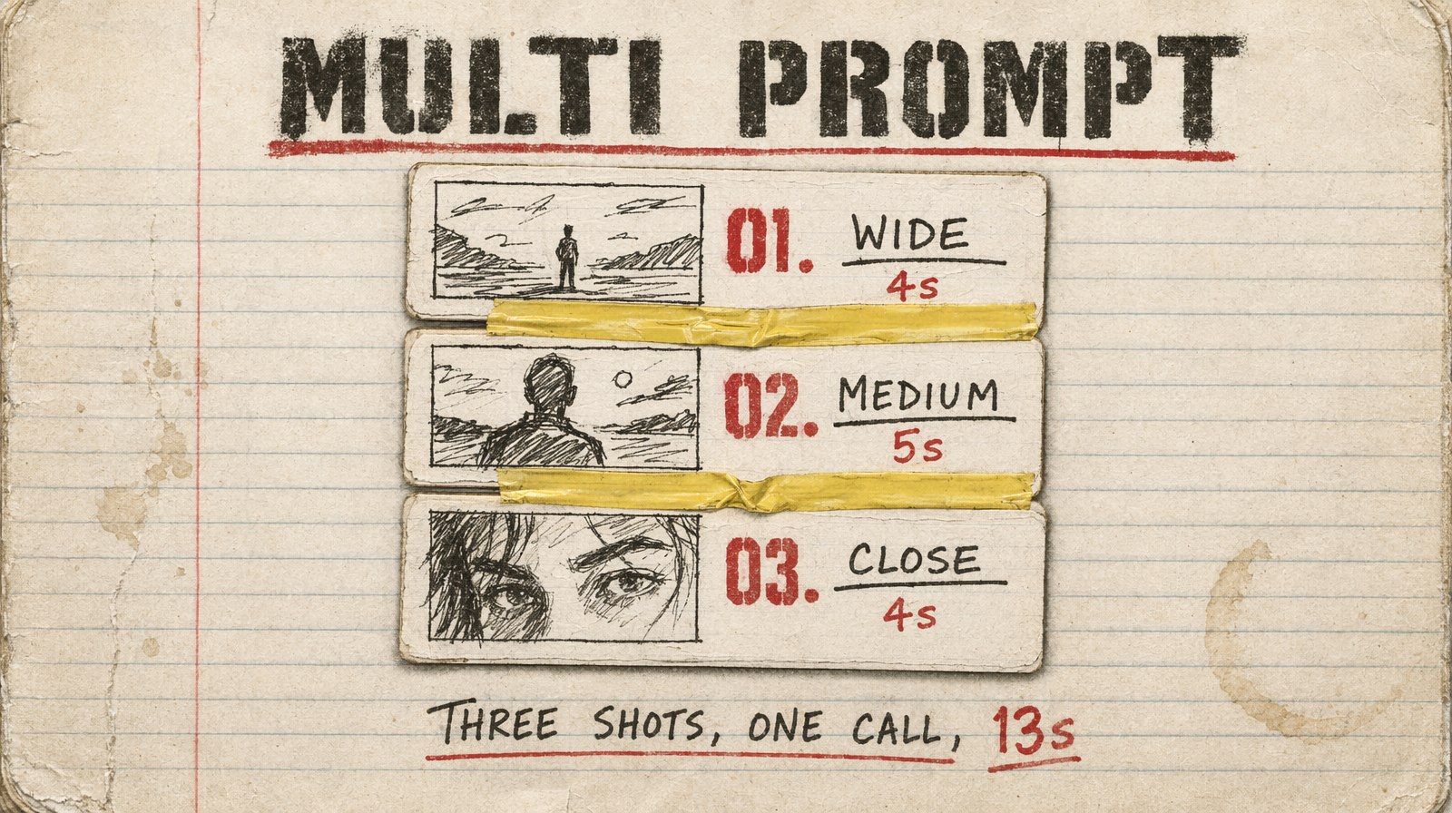Three numbered shot cards bound vertically