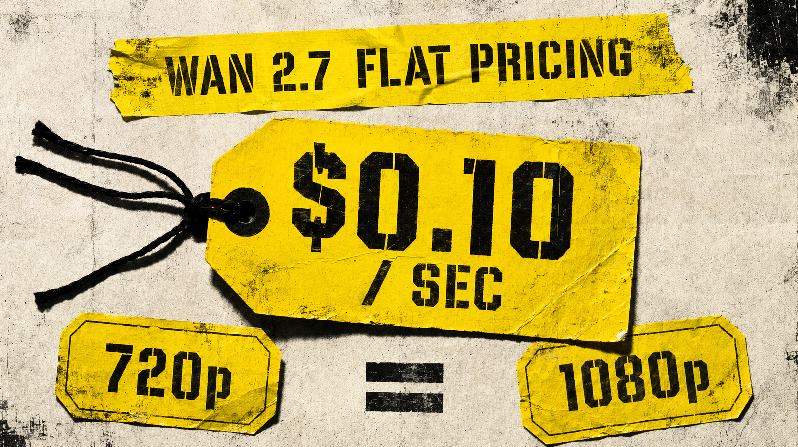 Wan 2.7 flat $0.10/sec price tag diagram