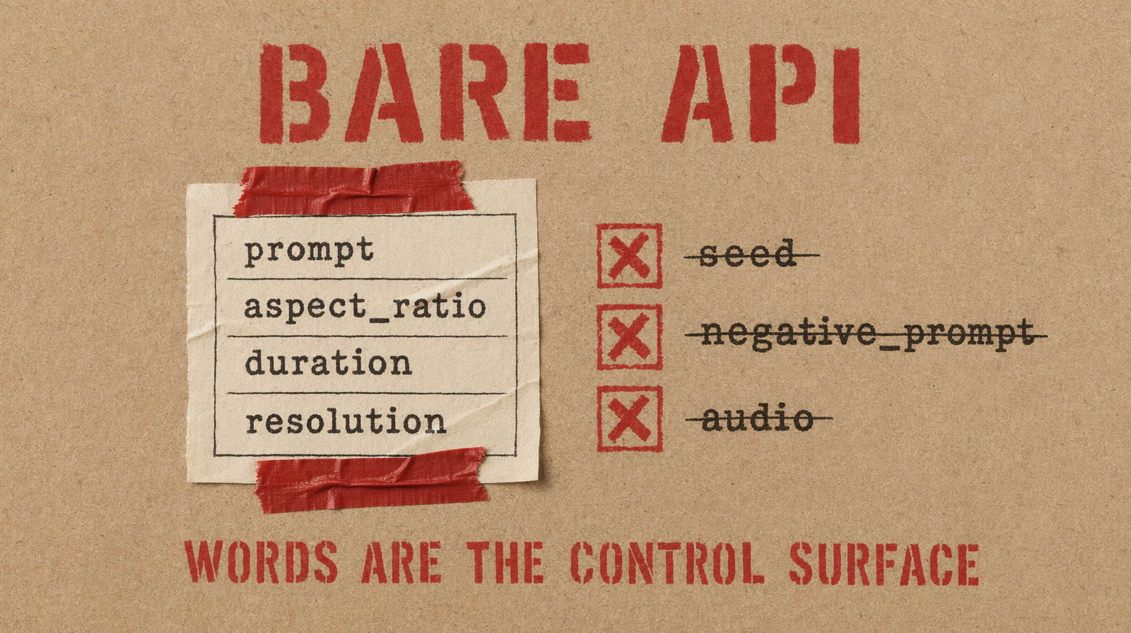 Bare API parameter list with crossed out fields