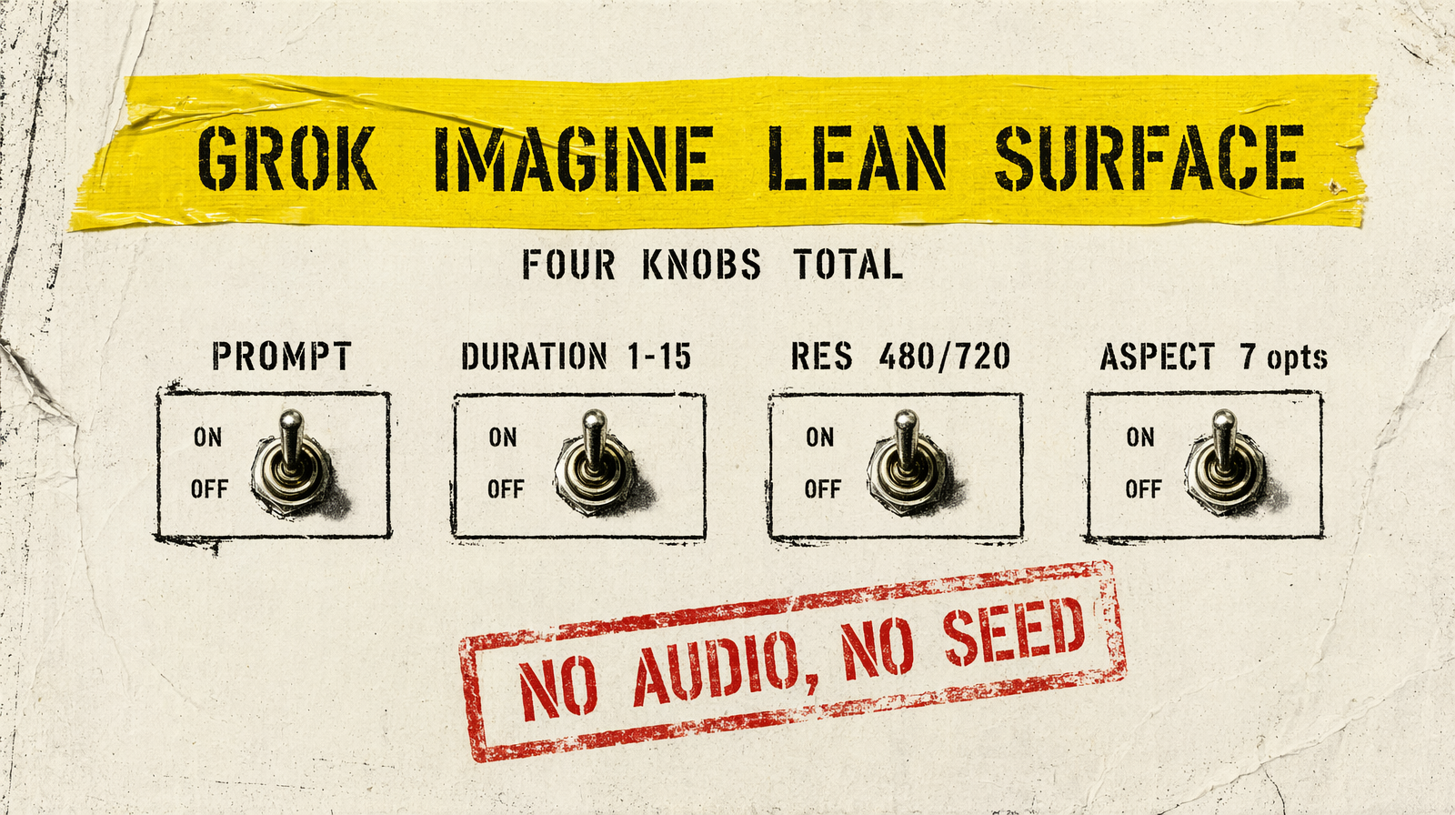 Grok Imagine lean four-knob surface