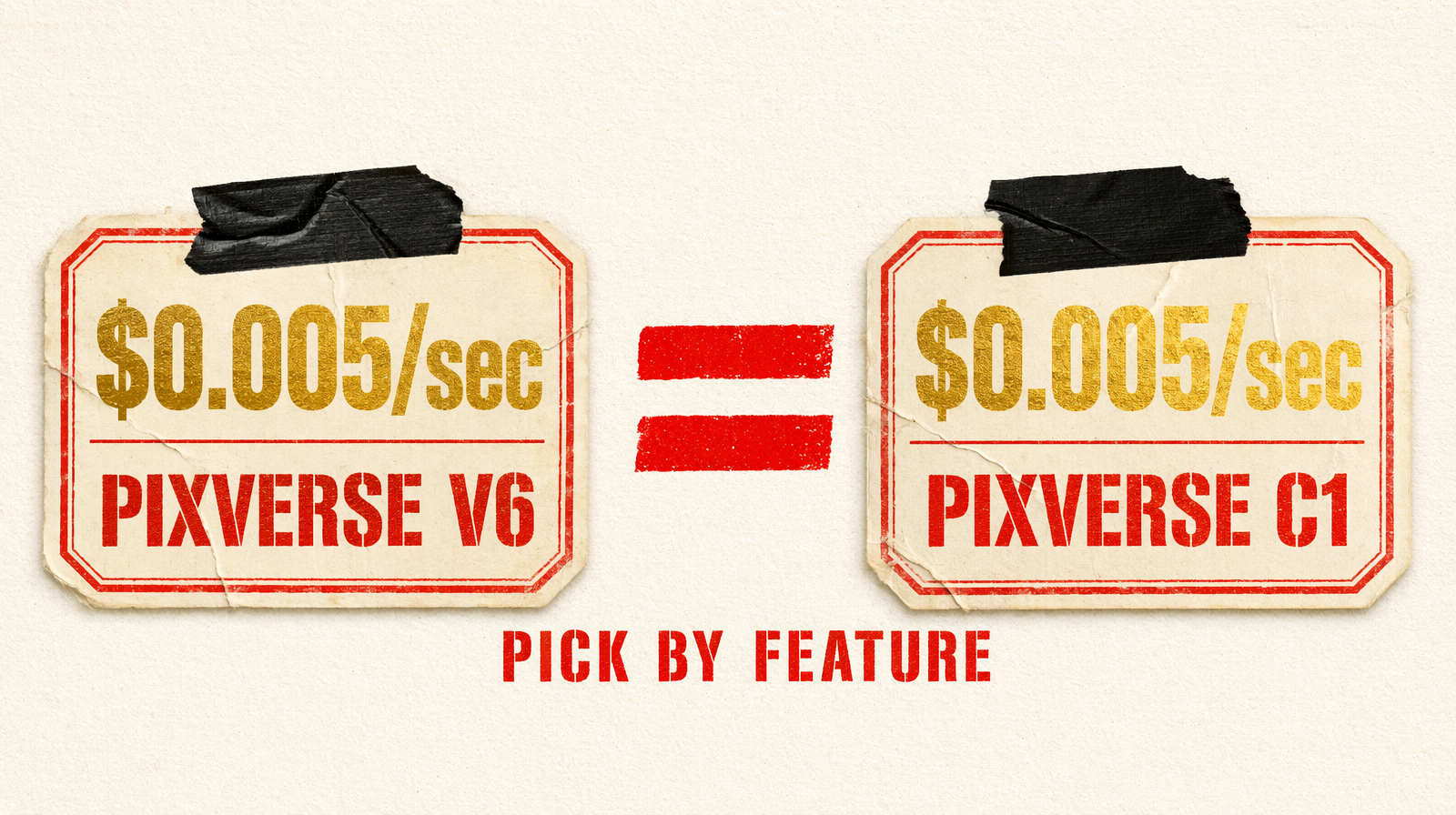 Pixverse v6 and C1 matching half cent per second price