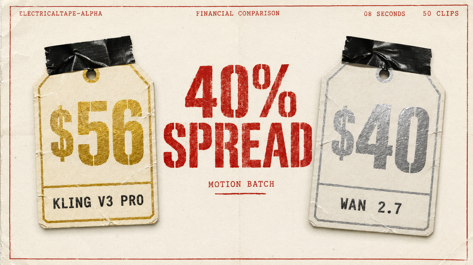 Kling versus Wan 40 percent cost spread for motion batches