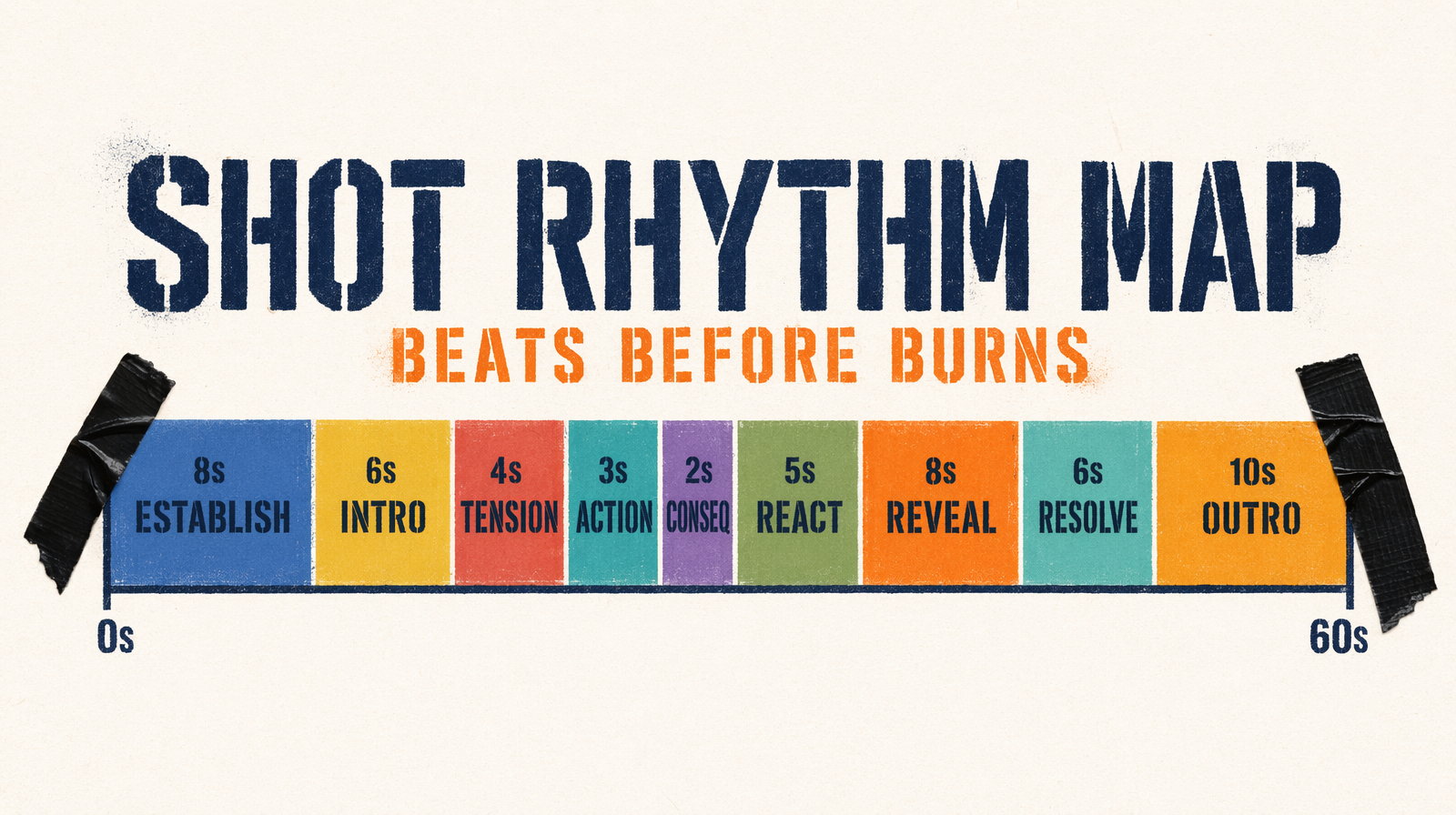 Nine shot rhythm map timeline with varying durations