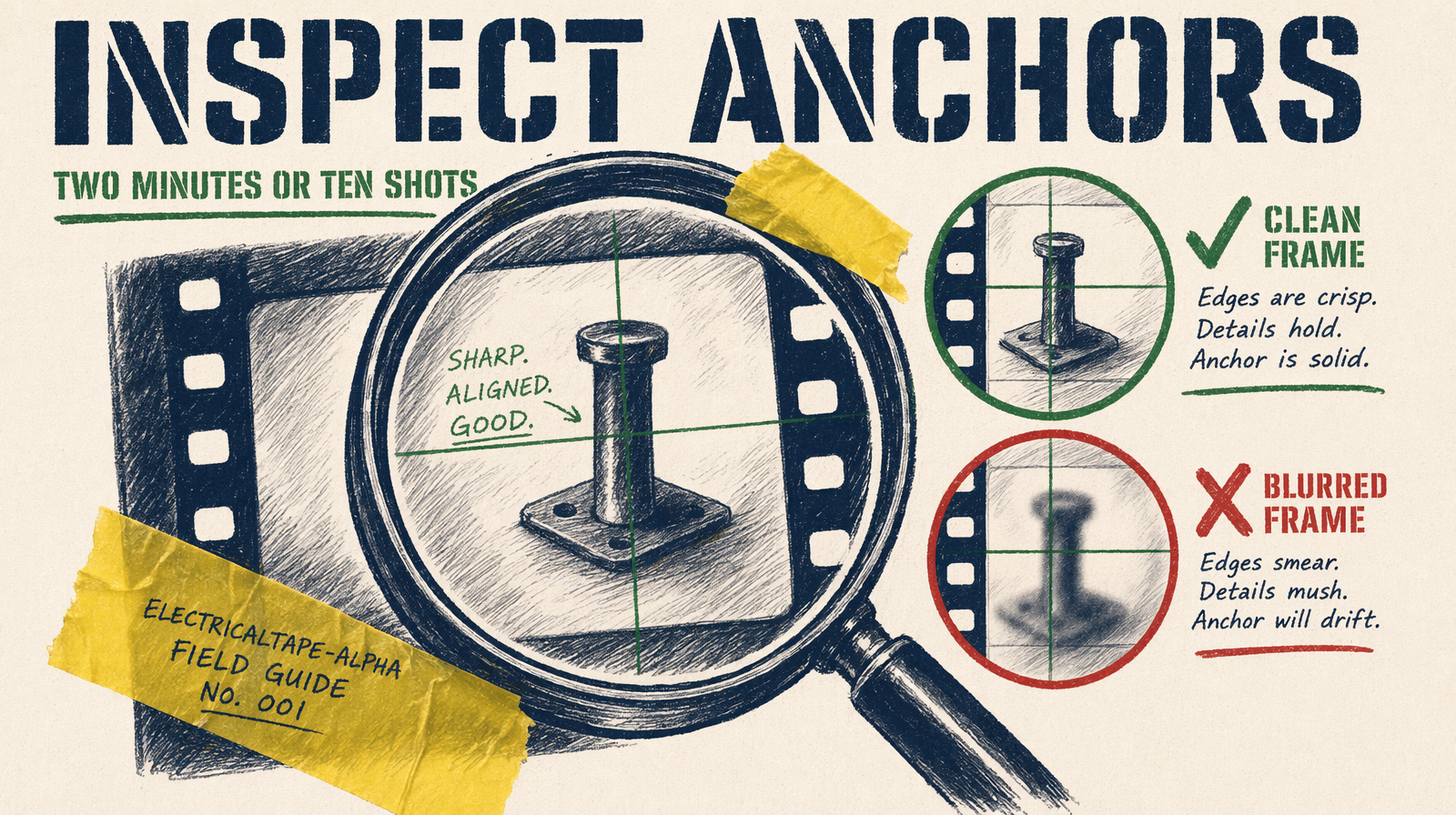 Anchor quality inspection with magnifying glass