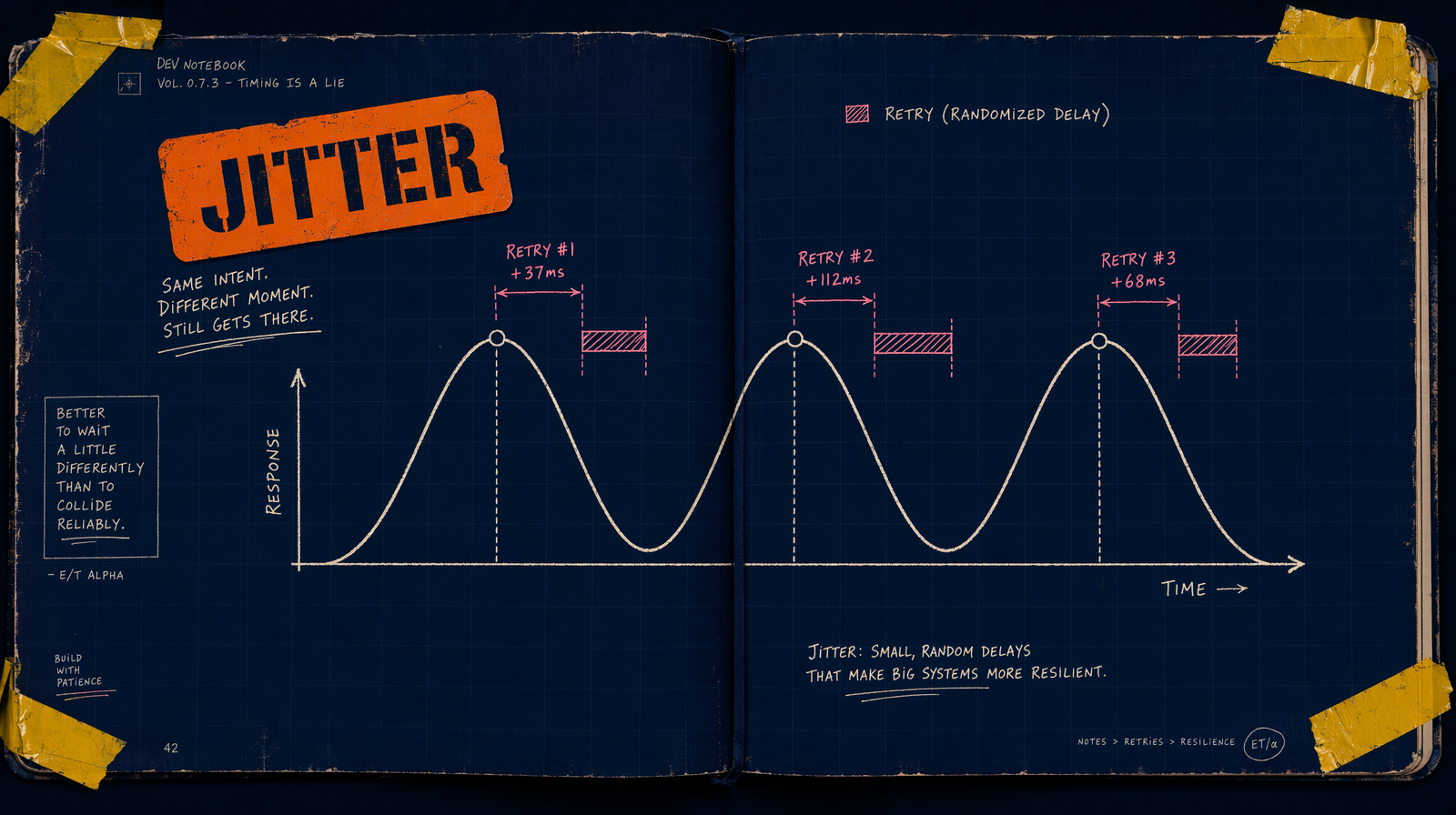Jitter curve with scattered retry bars