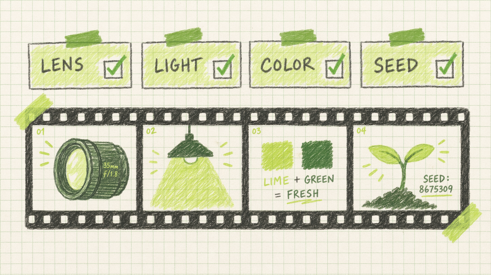 Match lens, light, color, seed