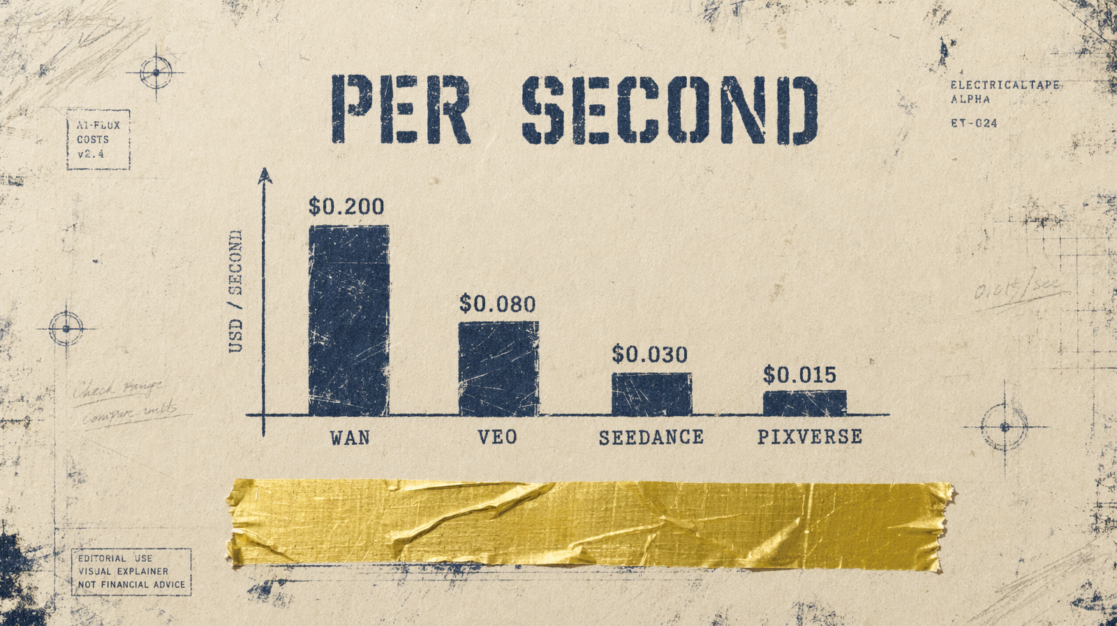A small bar chart of per-second costs across models