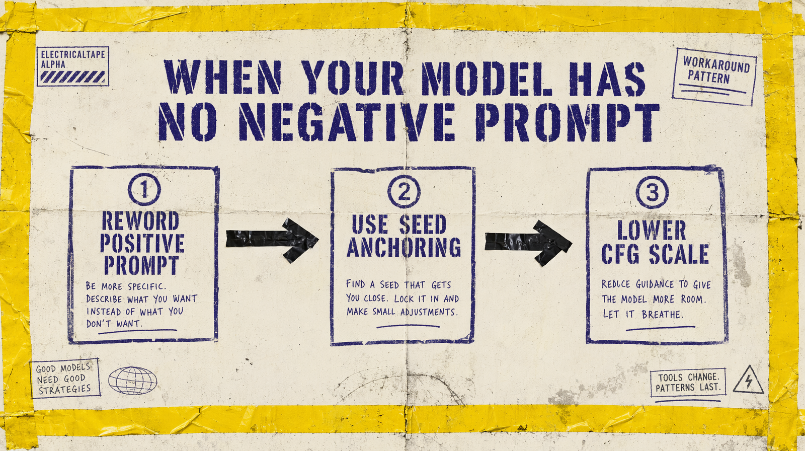 Workaround pattern for no negative prompt