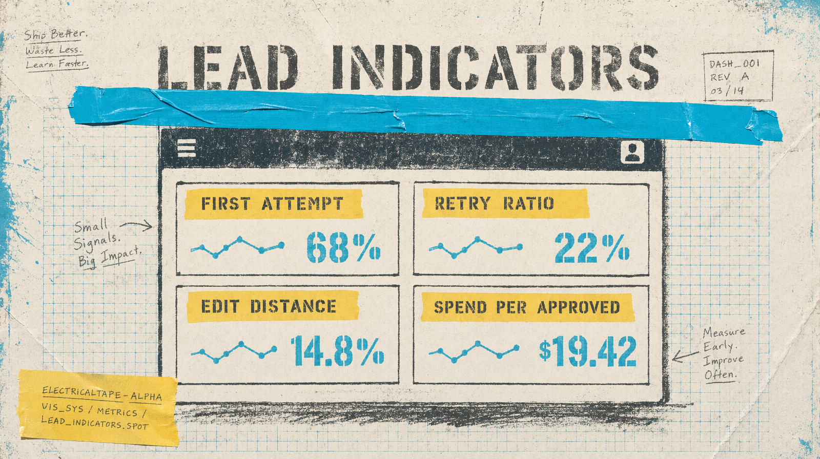 Dashboard with four metric tiles