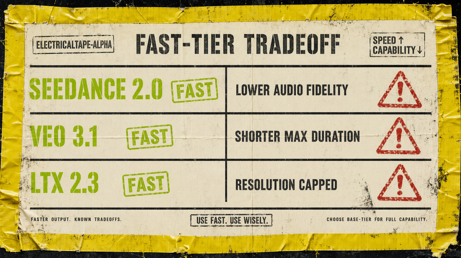 Fast tier tradeoff warnings