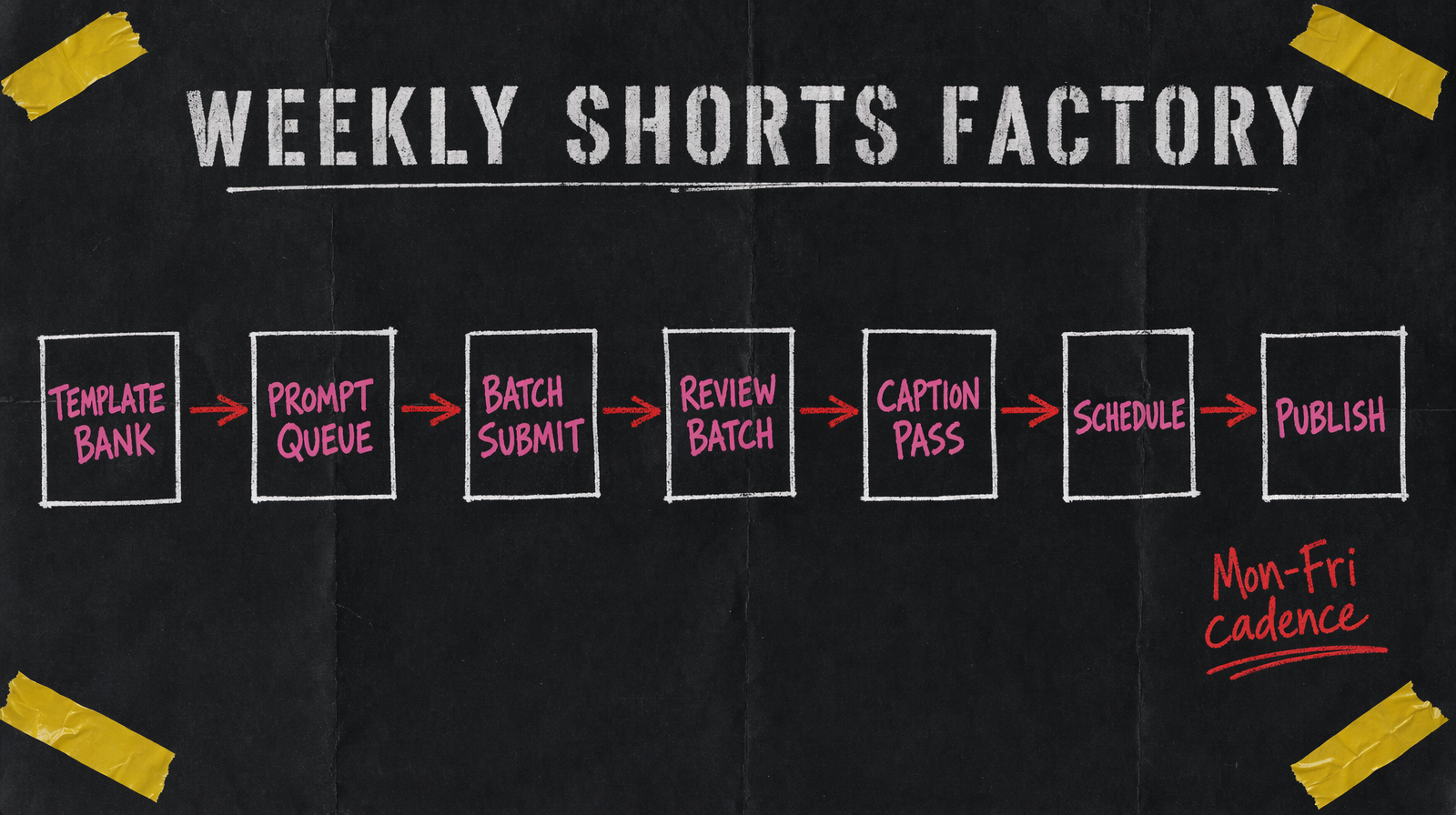 Weekly shorts factory flow