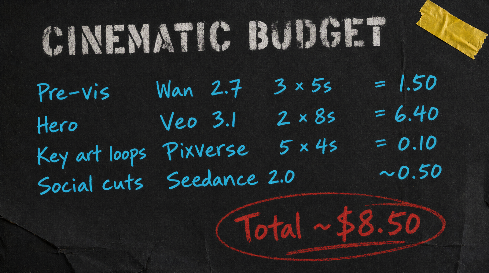Cinematic budget breakdown
