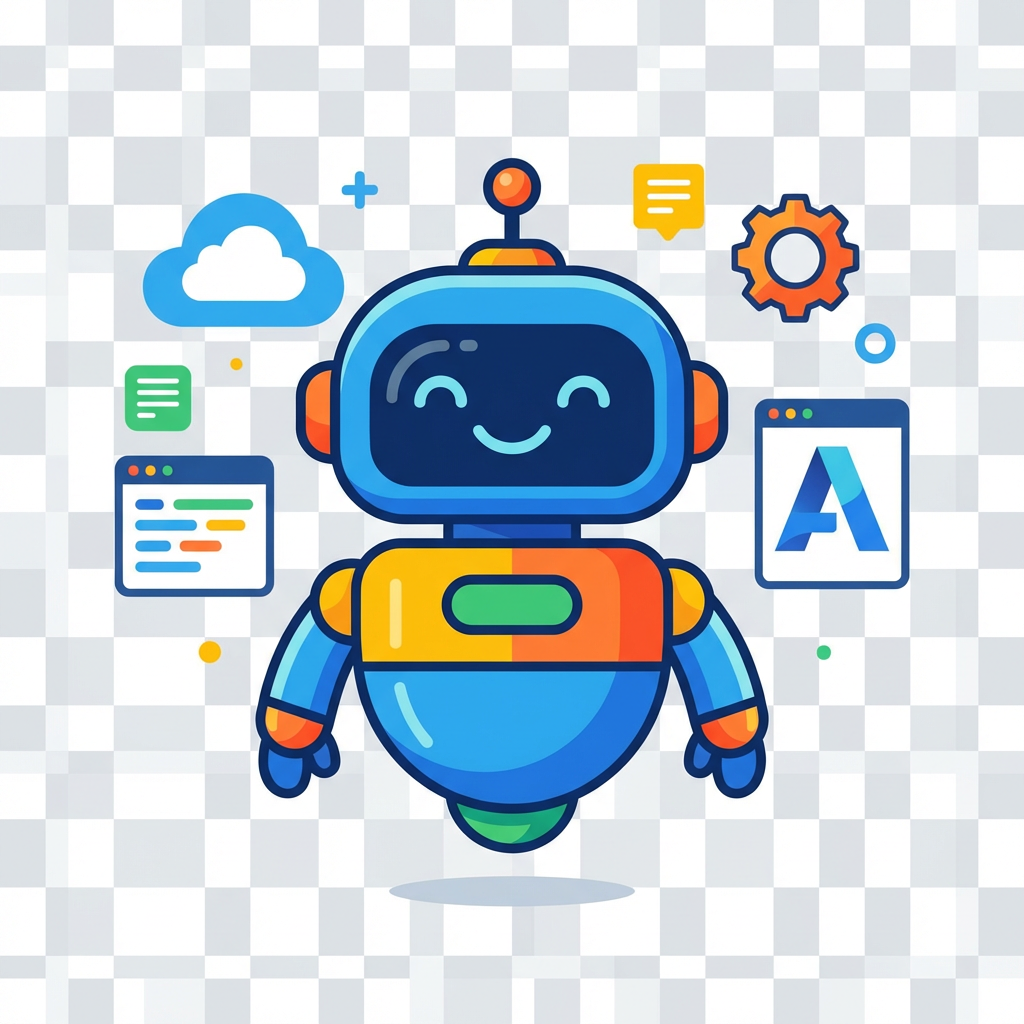 AI-generated flat vector mascot character web design asset for a tech startup brand identity