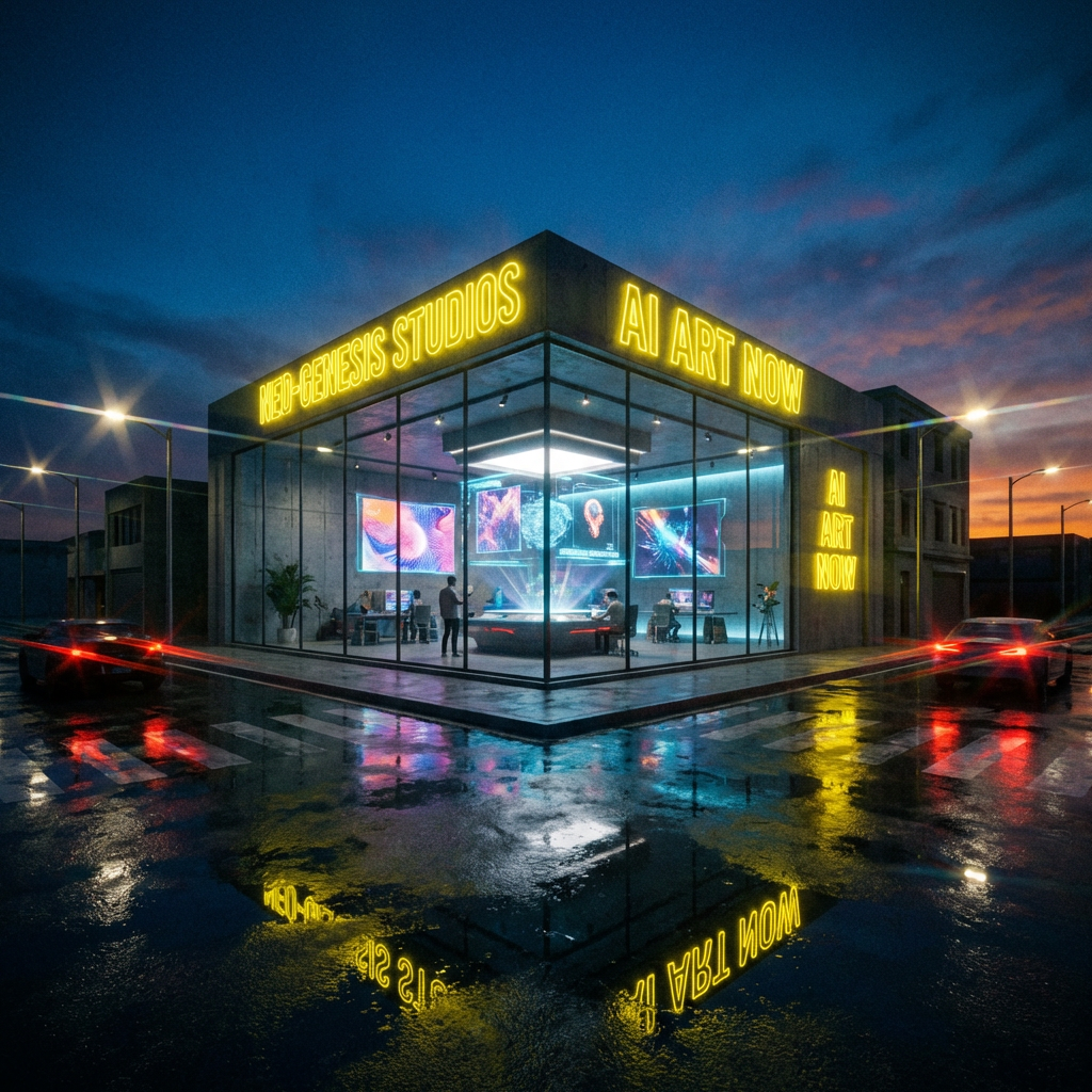 Futuristic creative studio cinematic 4K AI-generated artwork